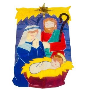 VTG Christmas Baby Jesus Manger   Christian Garden Yard Flag Porch Birth 1998